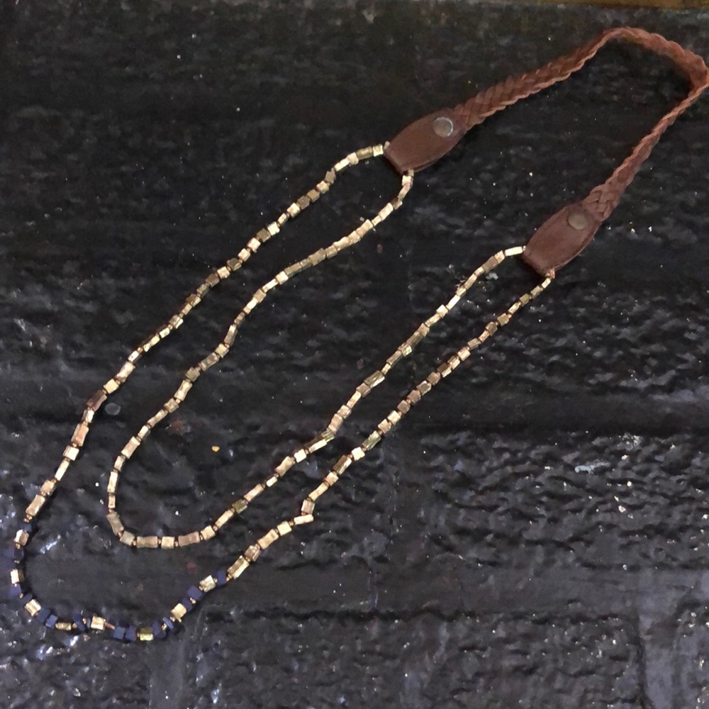 Noonday Golden Rivers Necklace removable leather